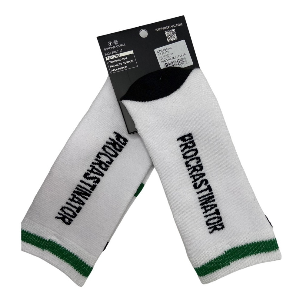 Sock Talk Procrastinator Crew Socks NWT